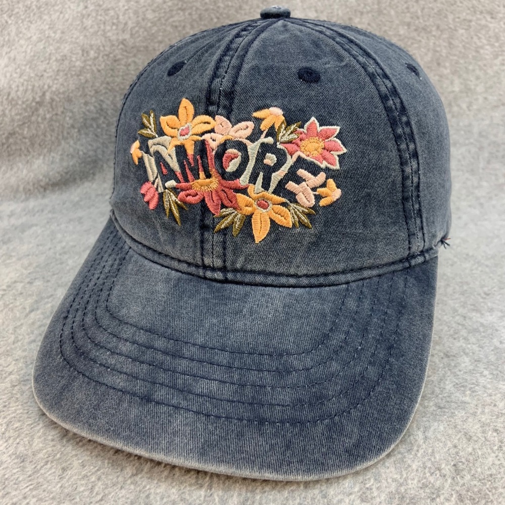 Amore Floral Women Blue Unbranded Baseball Cap Faded Denim Adjustable OSFM